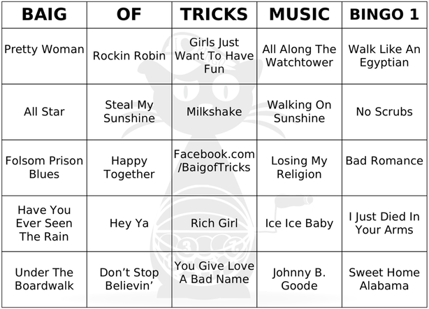 Bar bingo ideas